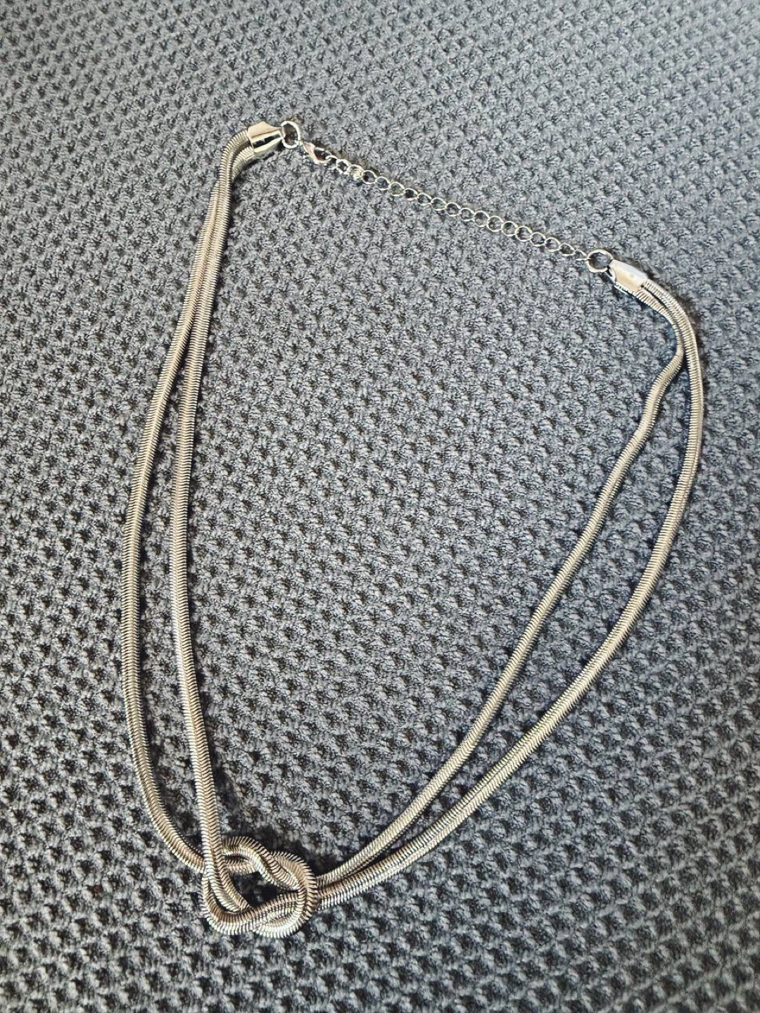 Double Snake Chain Knot Necklace – Silver colour - photo 3