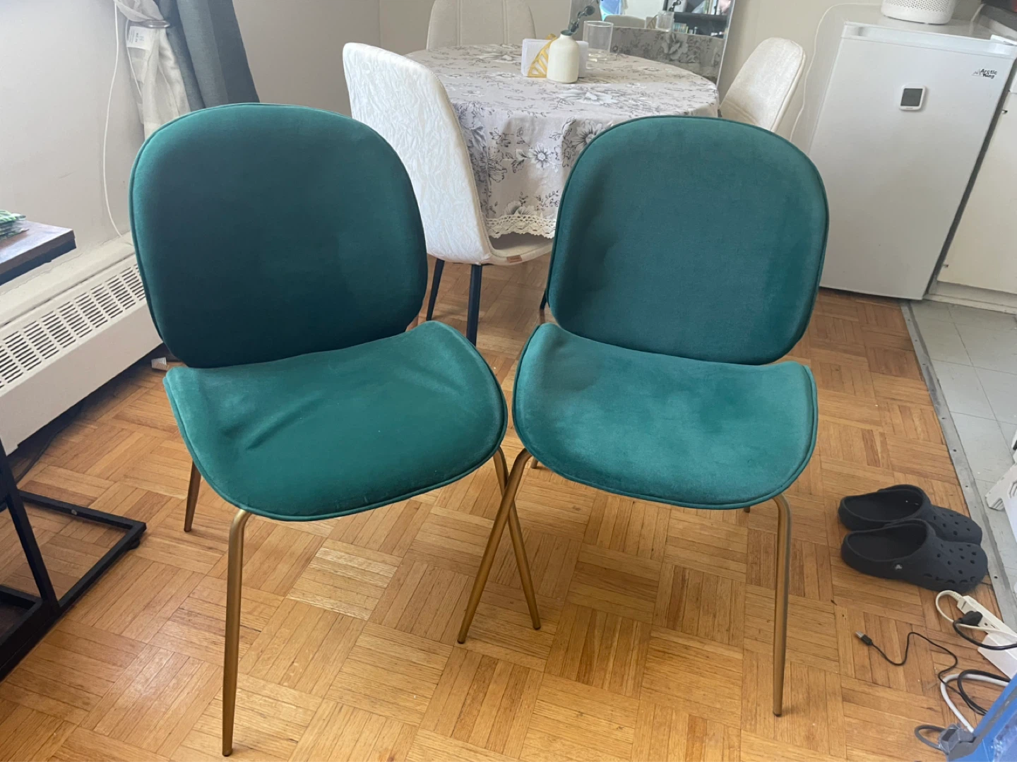 Teal Velvet Dining Chairs (Set of 2)