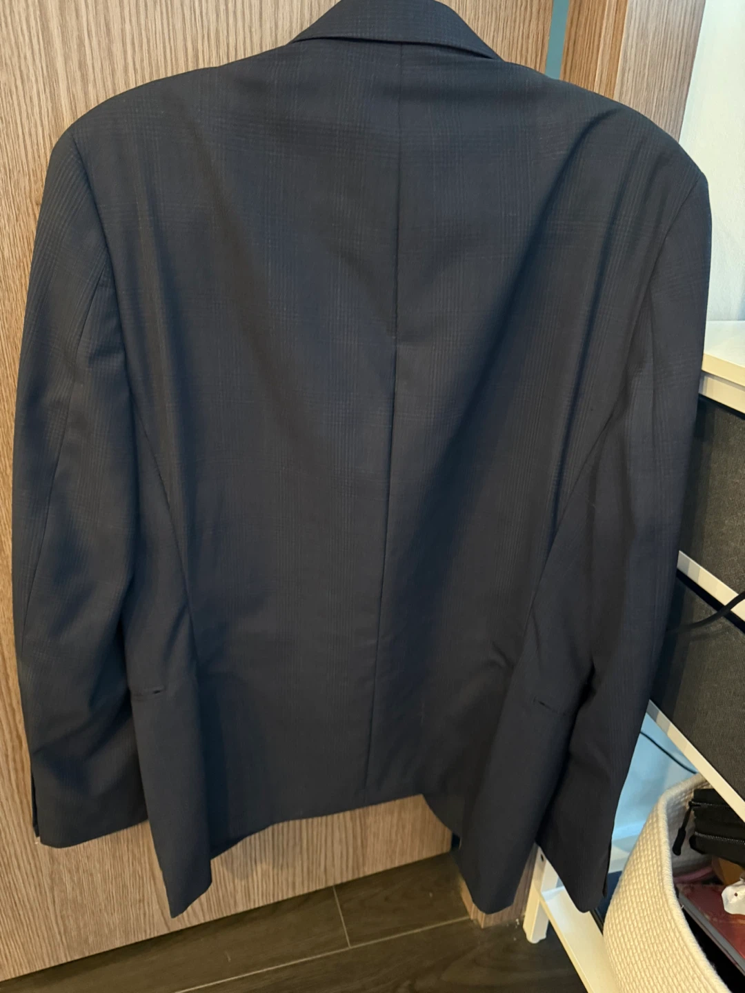 Calvin Klein Men's Navy Plaid Wool Blazer - Size 36S - photo 2