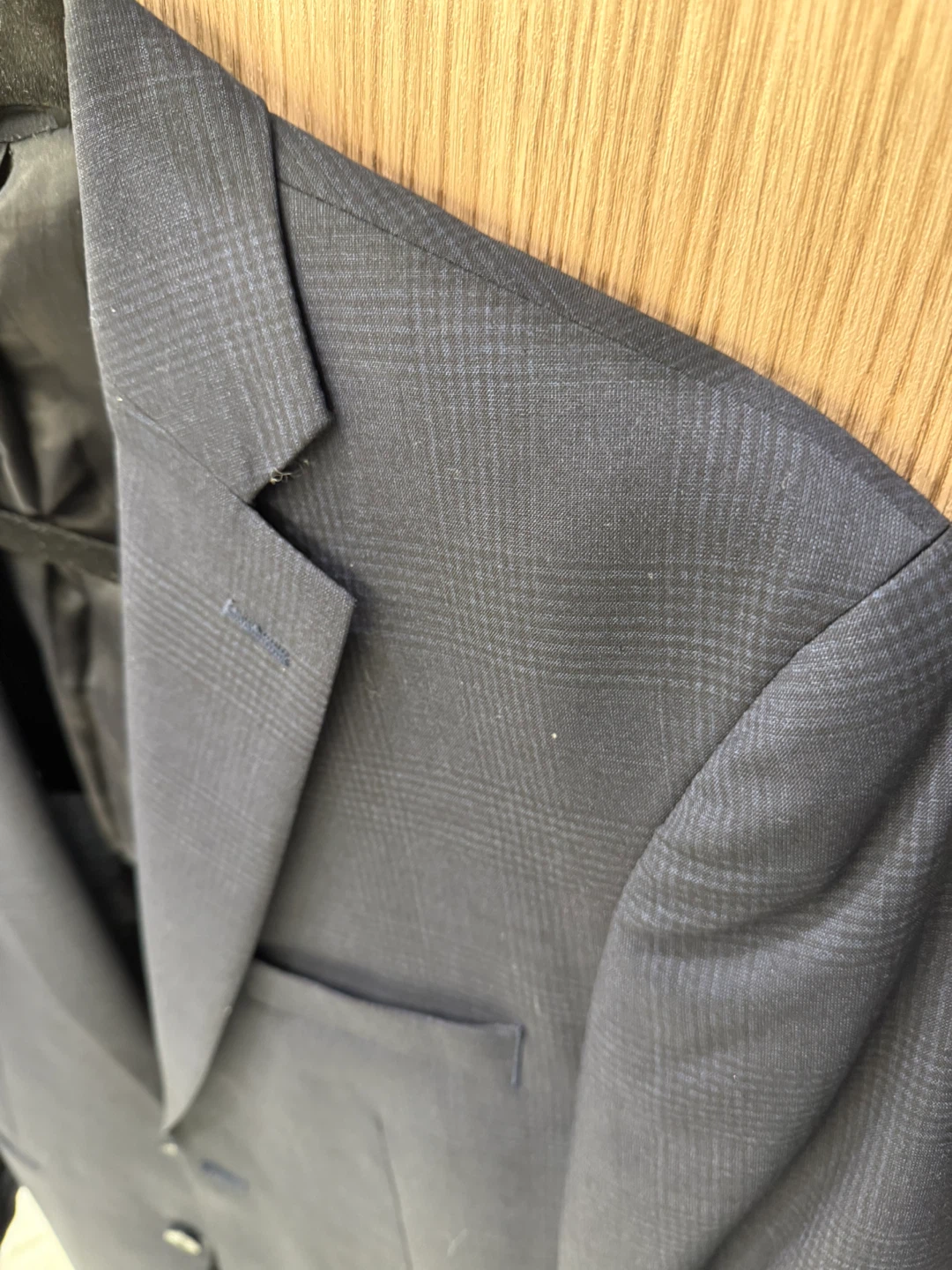 Calvin Klein Men's Navy Plaid Wool Blazer - Size 36S - photo 3