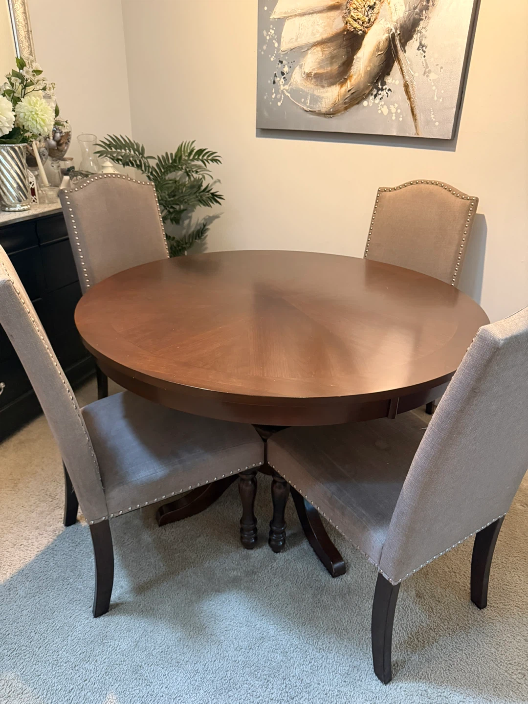Round Dining Table with Free Four Chairs