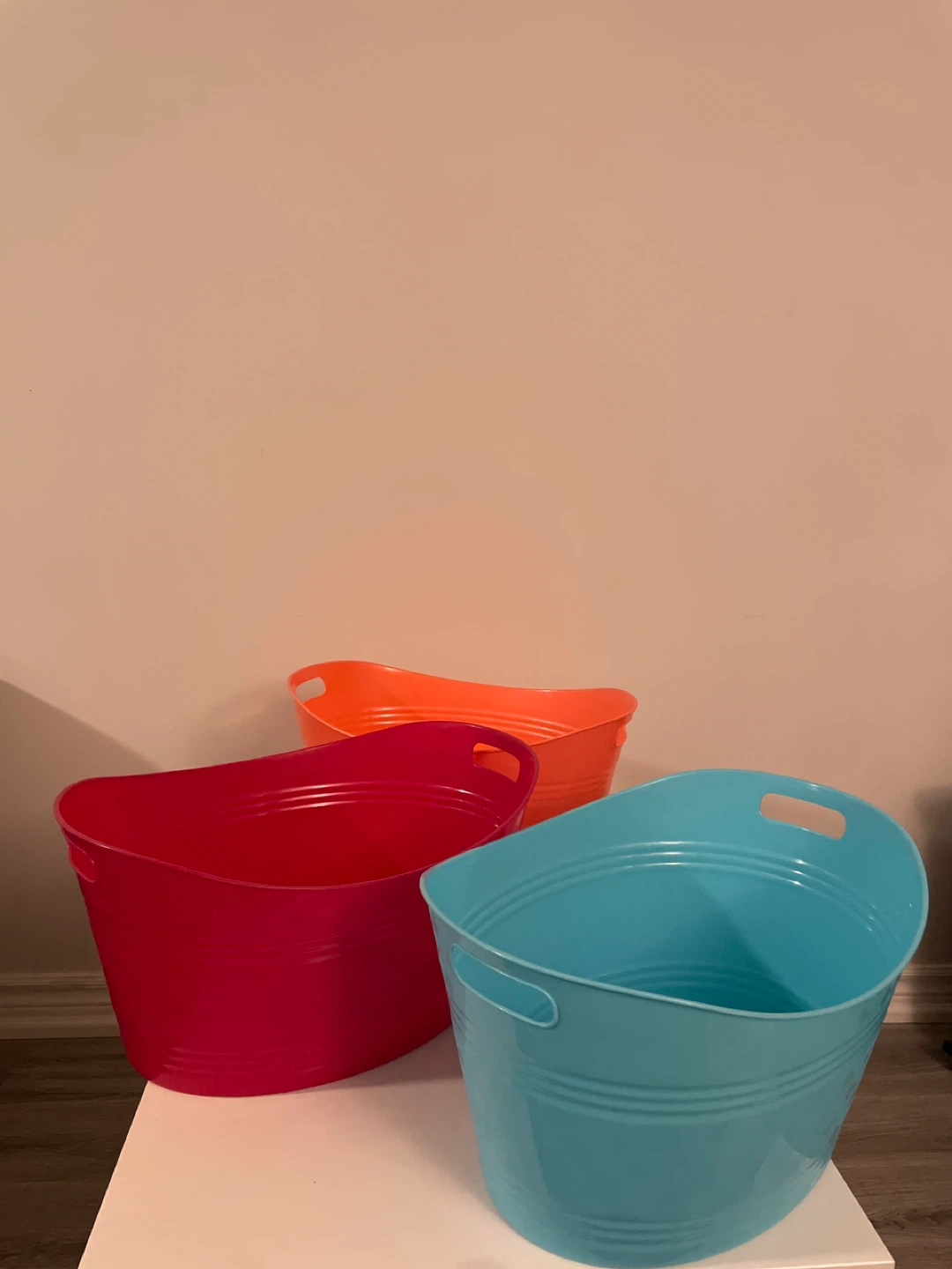 Set of 3 Oval Tubs - Red, Orange, Blue