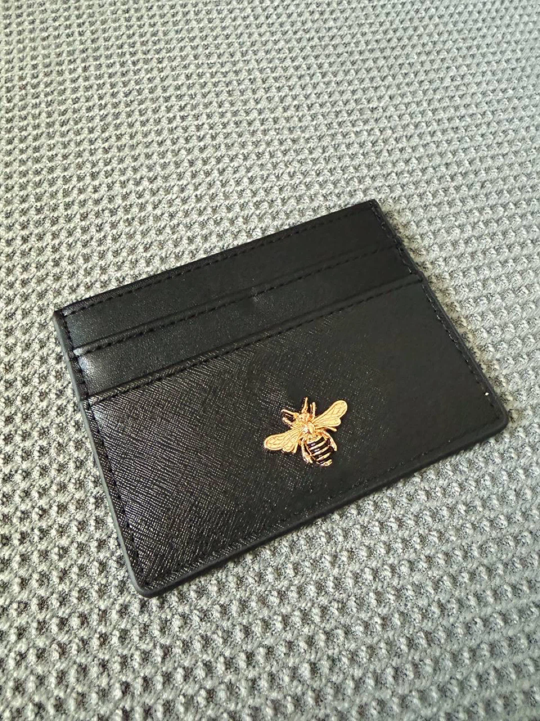 Card Holder with Gold Bee – Black - photo 2