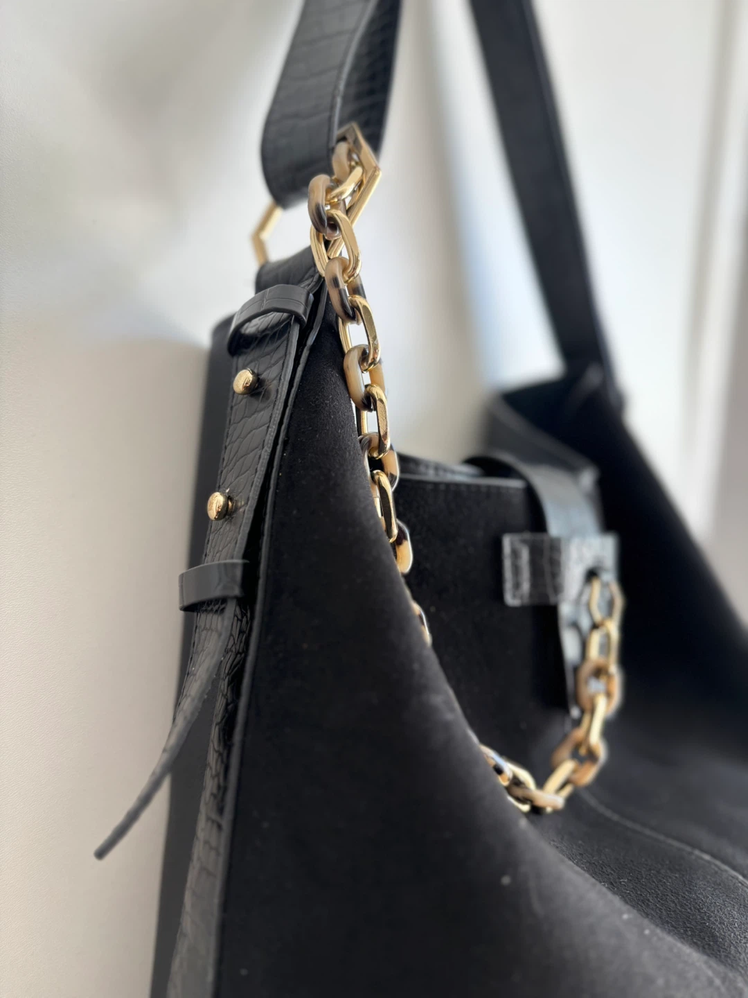 TOPSHOP Black Hobo Bag with Chain Detail - photo 3