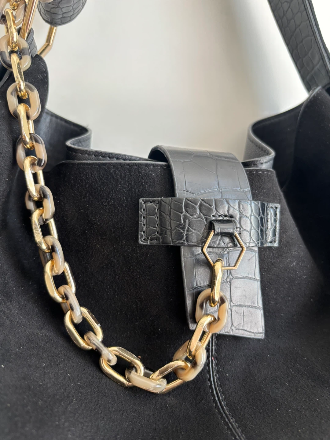TOPSHOP Black Hobo Bag with Chain Detail - photo 4