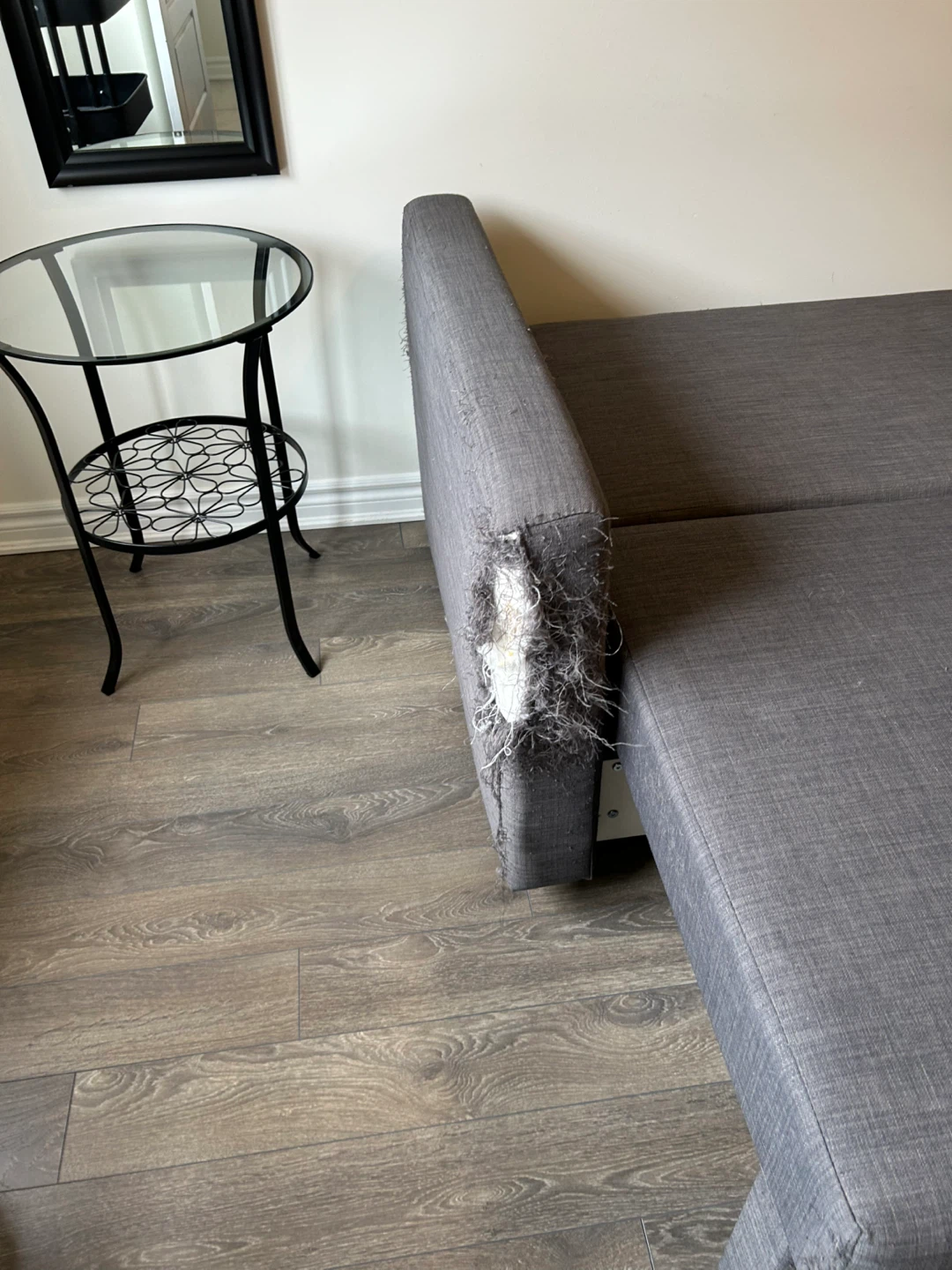 Grey Sofa Bed with Damaged Arms - photo 5