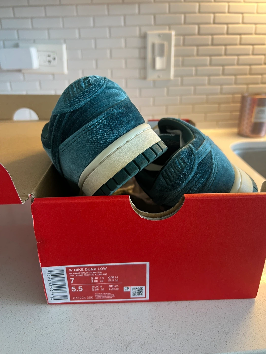 Nike Dunk Low Teal Velvet Shoes - photo 2