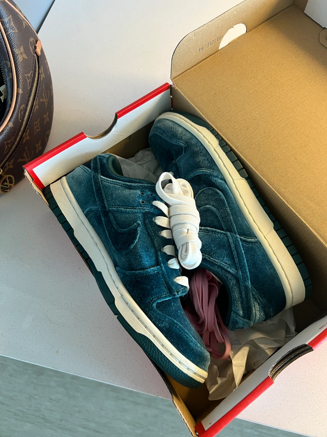 Nike Dunk Low Teal Velvet Shoes