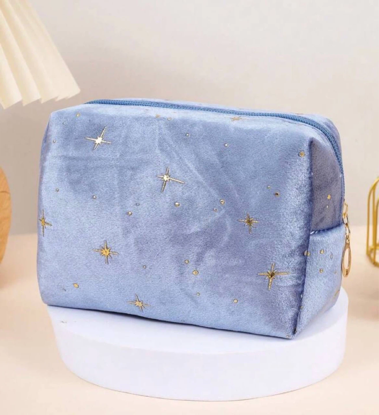 Velvet Makeup Bag with Gold Stars - photo 2