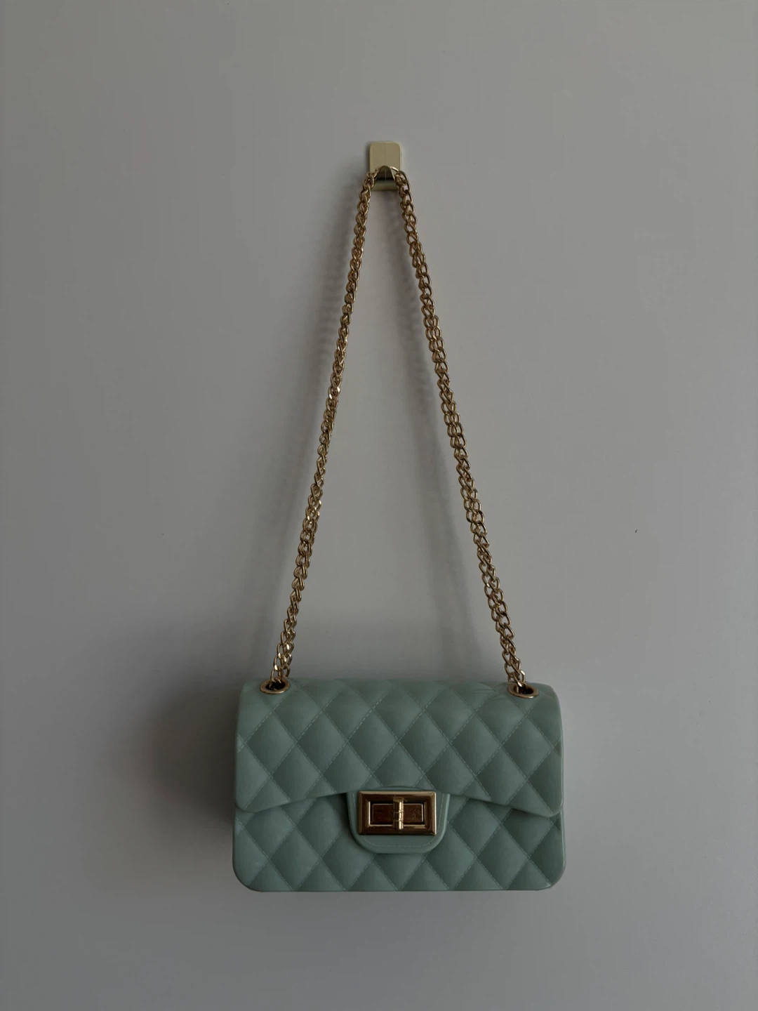 Quilted Mint Green Shoulder Bag