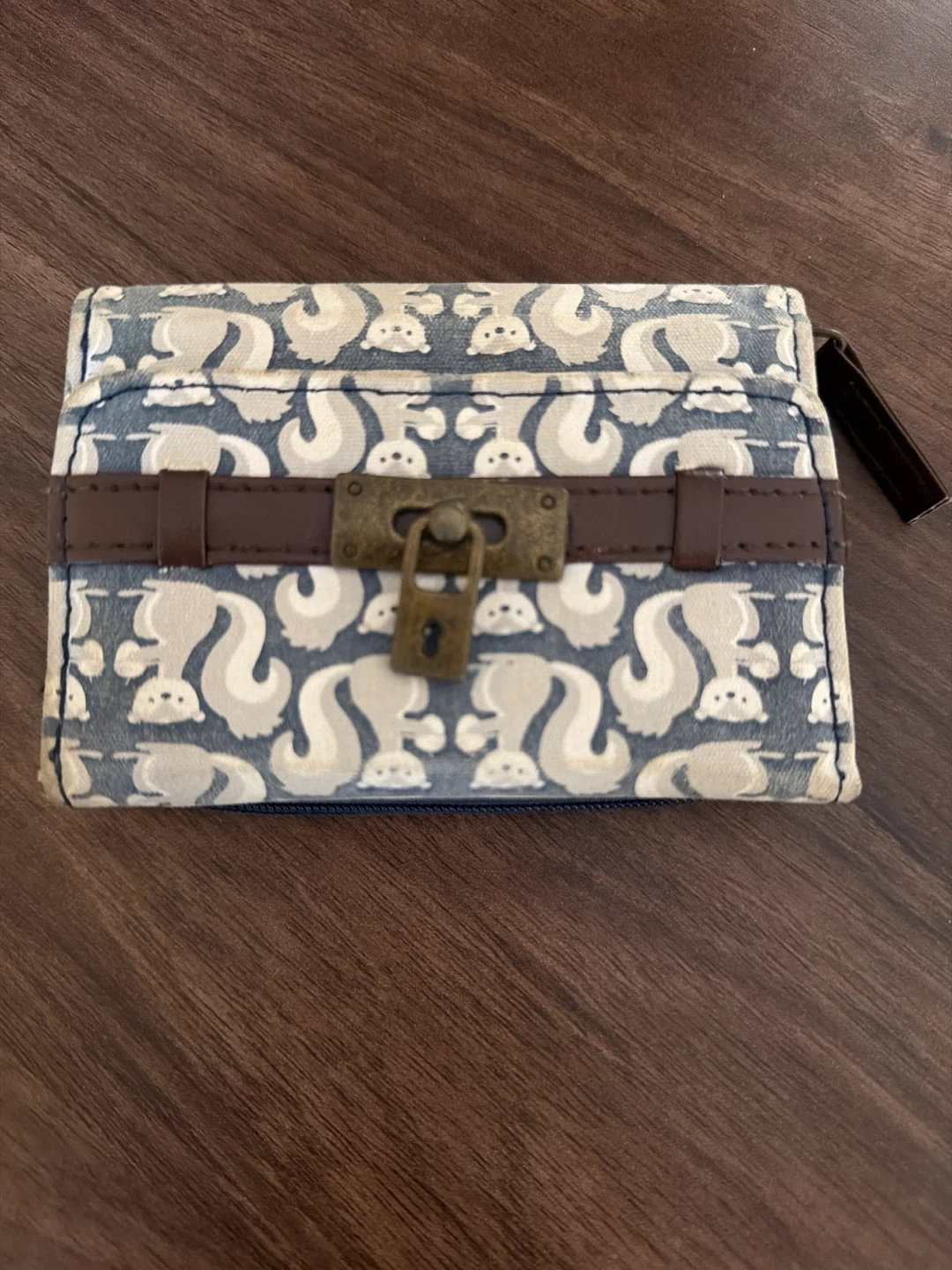 Blue and White Squirrel Print Wallet