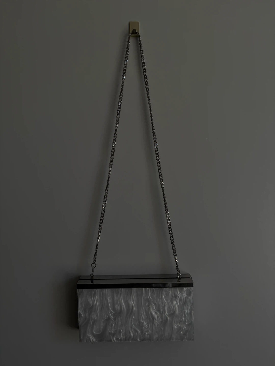 Zara Black & White Swirl Clutch with Silver Chain
