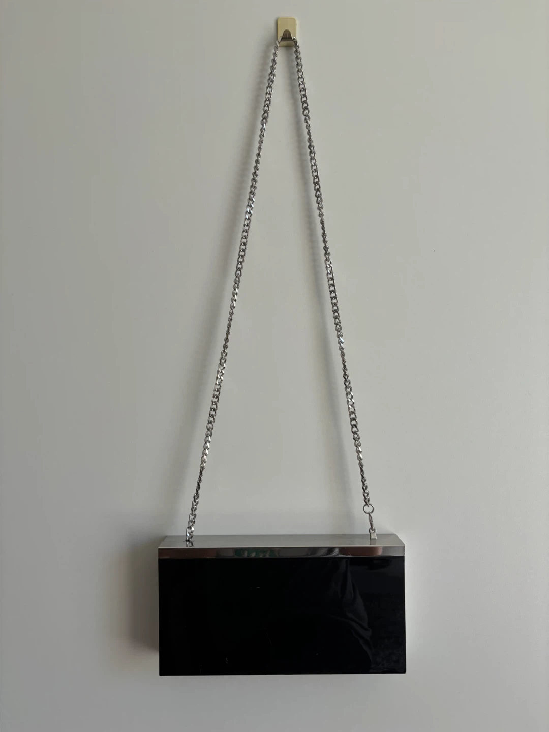 Zara Black & White Swirl Clutch with Silver Chain - photo 2