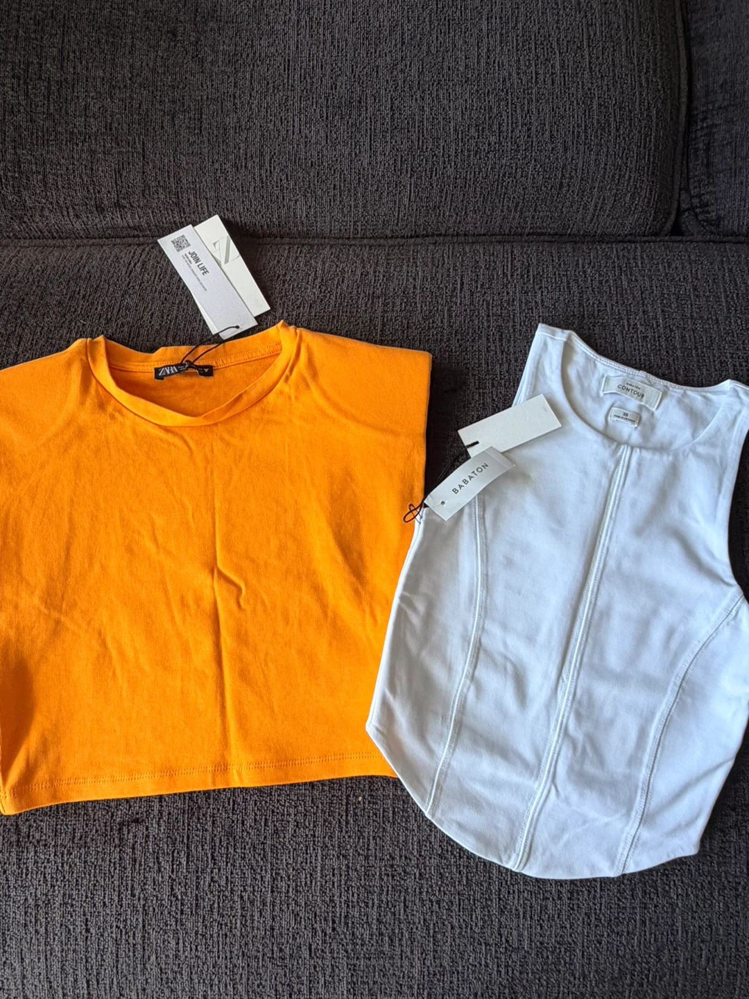 Zara Orange T-shirt & Babaton White Top