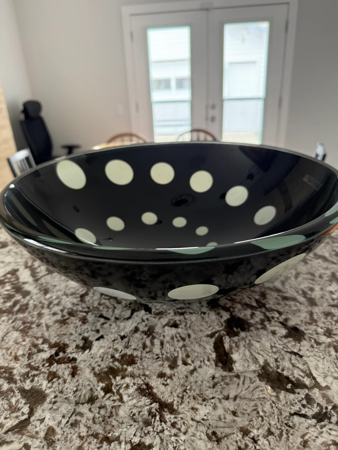 Black Vessel Sink with White Polka Dots - photo 2