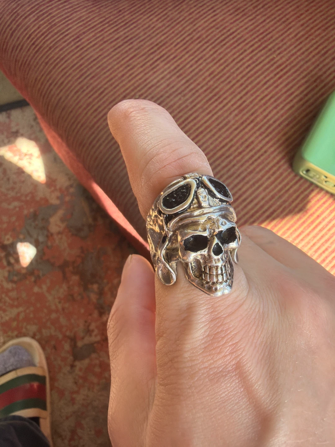 Sterling Silver Skull Aviator Ring - photo 4