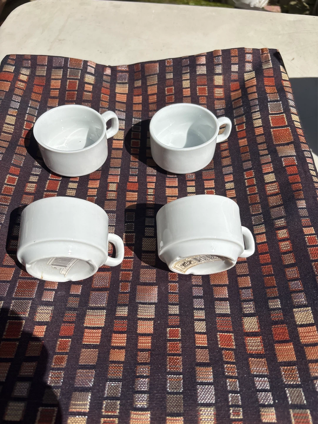 Set of 4 White Ceramic Cups