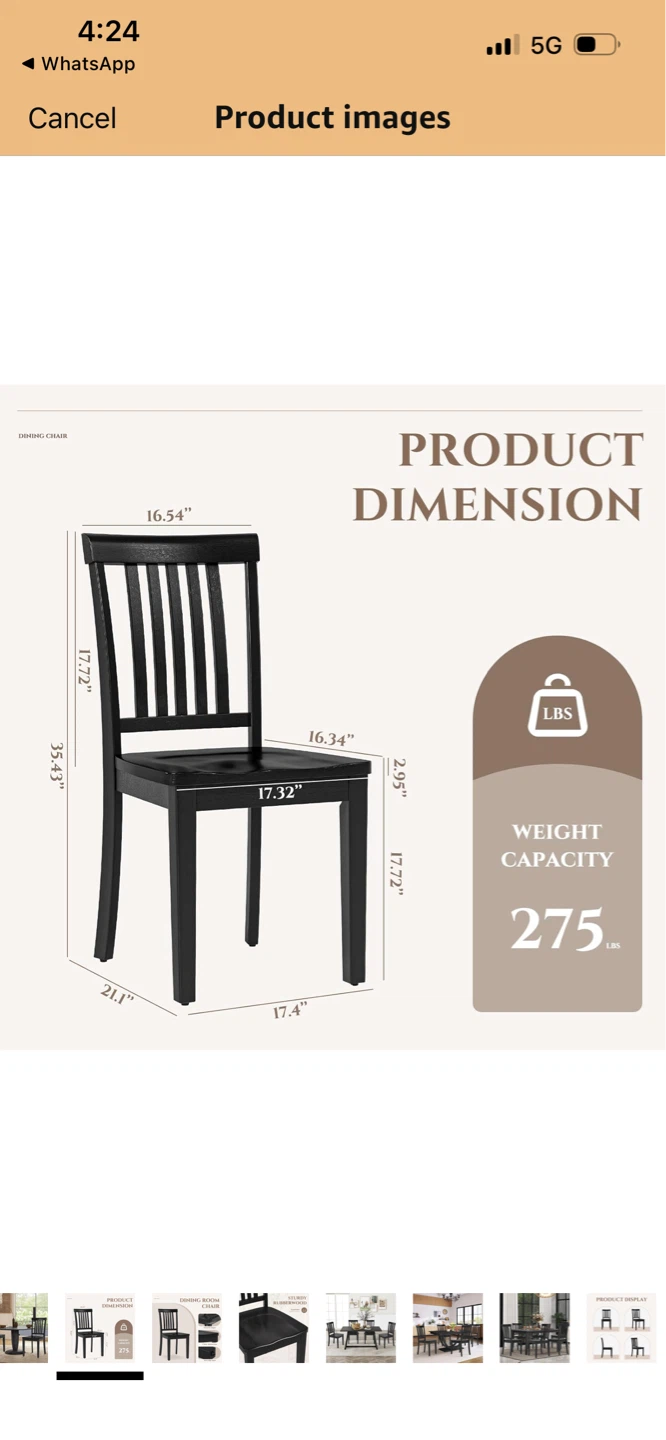 Black Wooden Dining Chairs (Set of 4) - photo 5