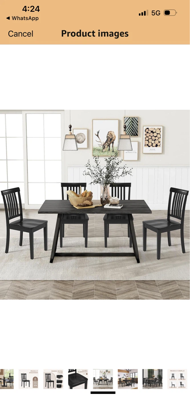 Black Wooden Dining Chairs (Set of 4)