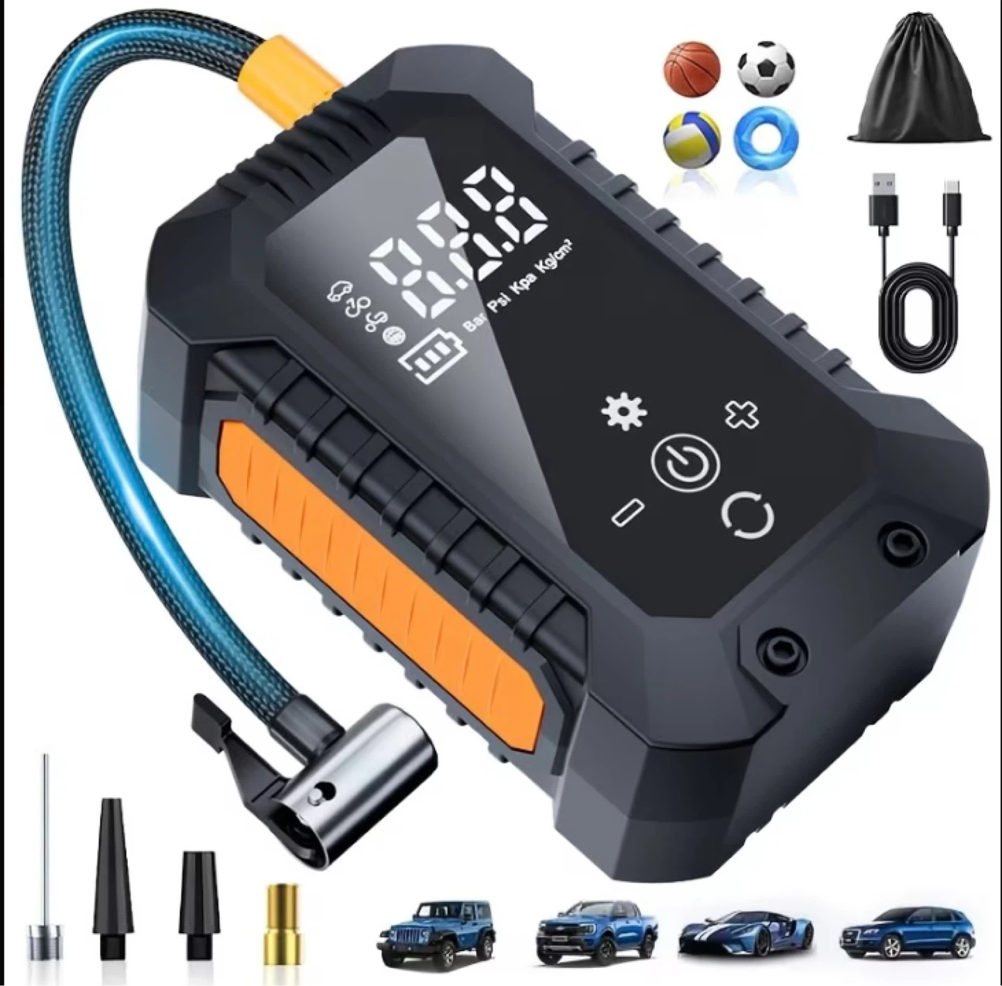 Portable Digital Tire Inflator with Accessories