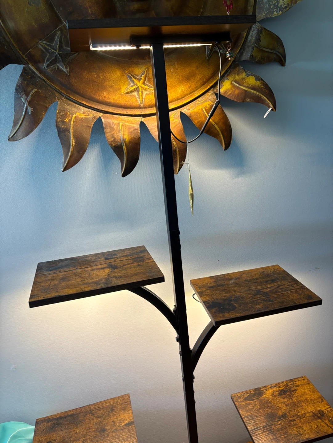 Wooden Plant Stand with LED Lights - photo 2