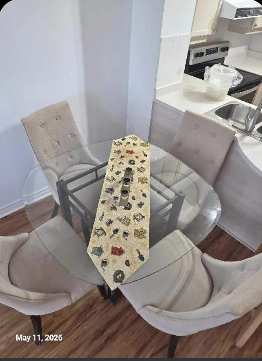 Glass Dining Table with 4 Chairs