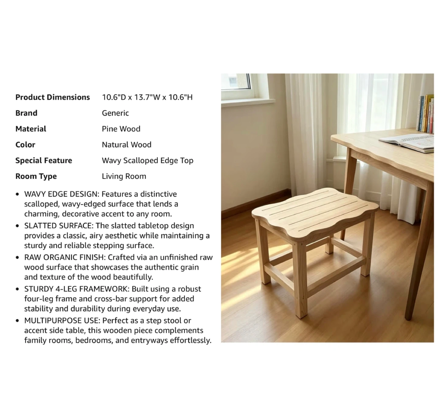 Brand new 10.6"D x 13.7"W x 10.6"H Wooden Step Stool - photo 5