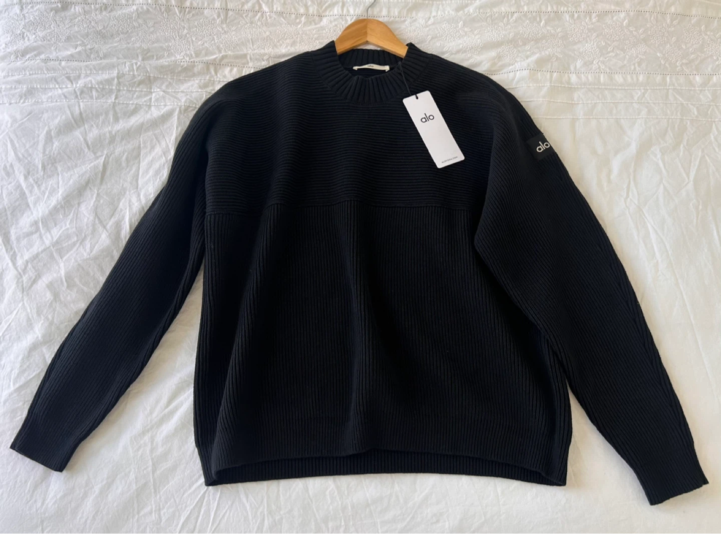 Men’s Alo Black Ribbed Crewneck Sweater (Brand New with Tags)
