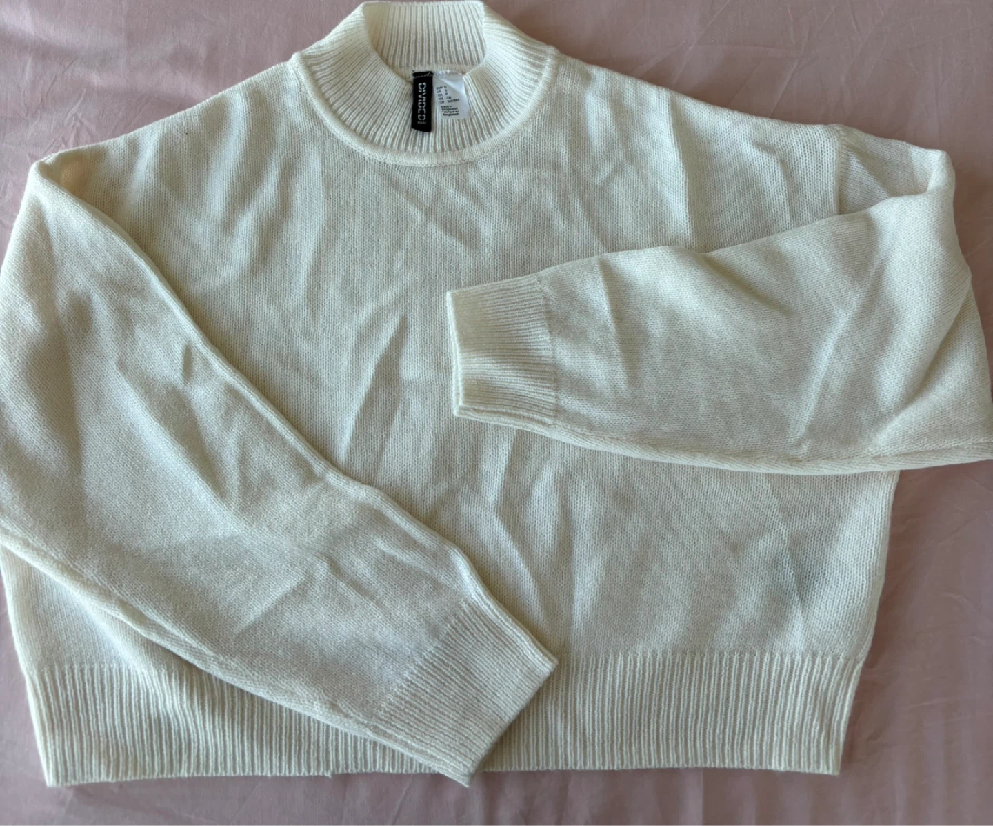 Divided Cream Mock Neck Sweater