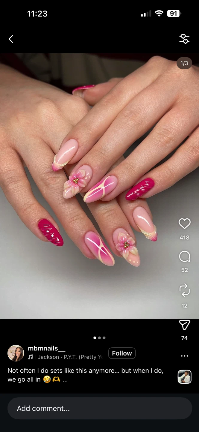 Press-On Nails - Pink & Floral Design - photo 2