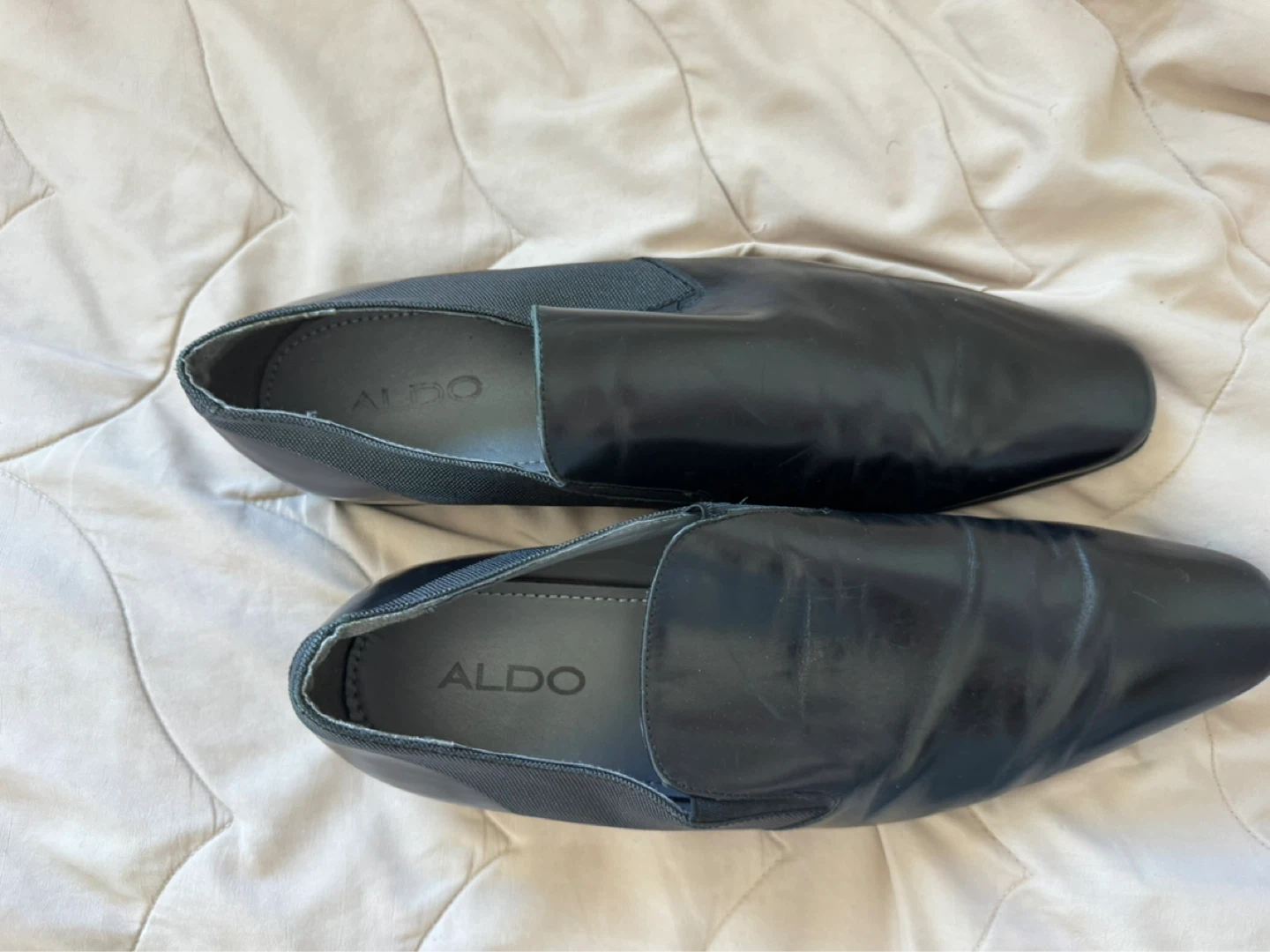 ALDO Black Leather Loafers with Navy Socks - photo 4