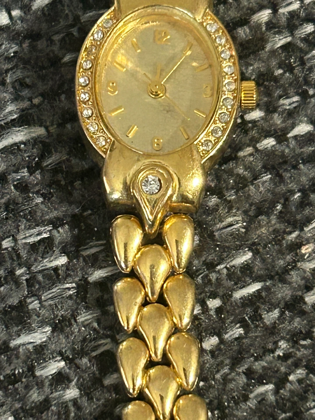 Gold-tone Ladies Watch with Rhinestone Bezel