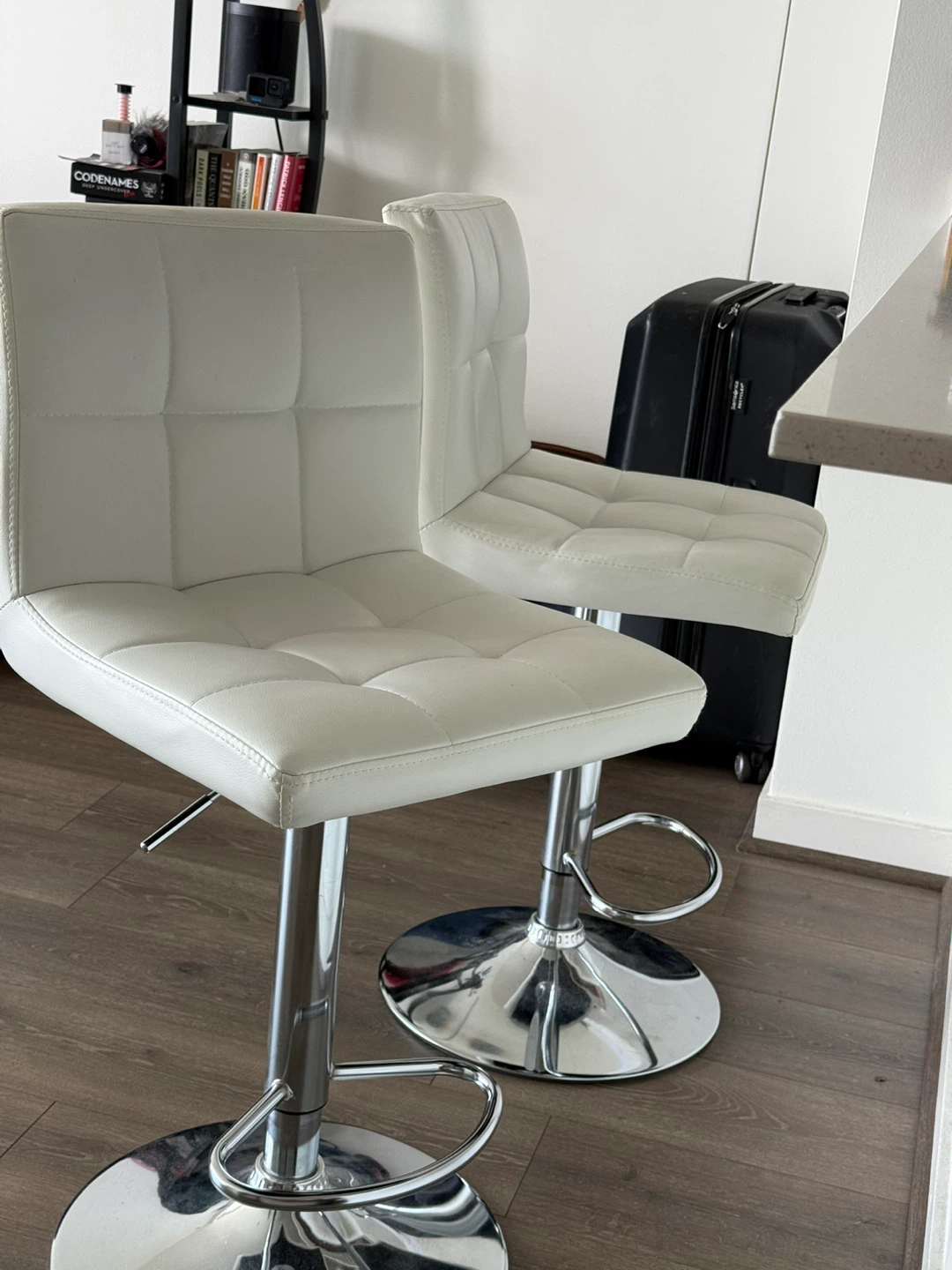 White Faux Leather Adjustable Bar Stools (Set of 2) - photo 3