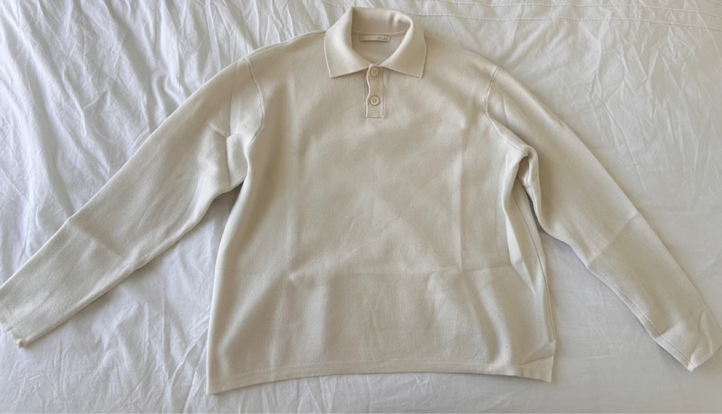 Men’s Zara Ivory Long Sleeve Polo Sweater