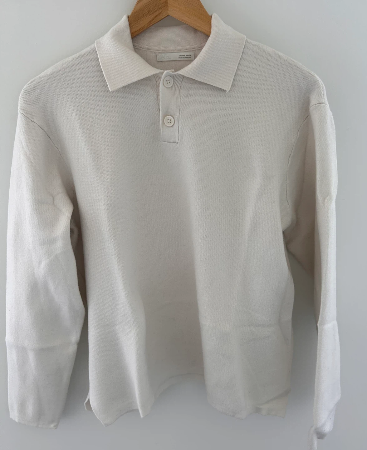 Men’s Zara Ivory Long Sleeve Polo Sweater - photo 3