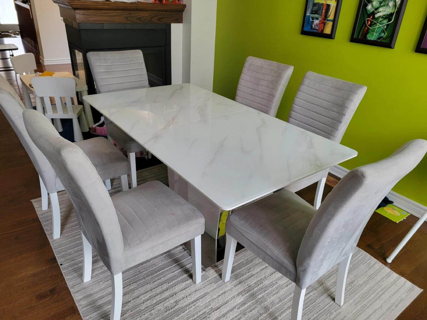 Modern Dining Set - White Marble Table & Grey Chairs - photo 2