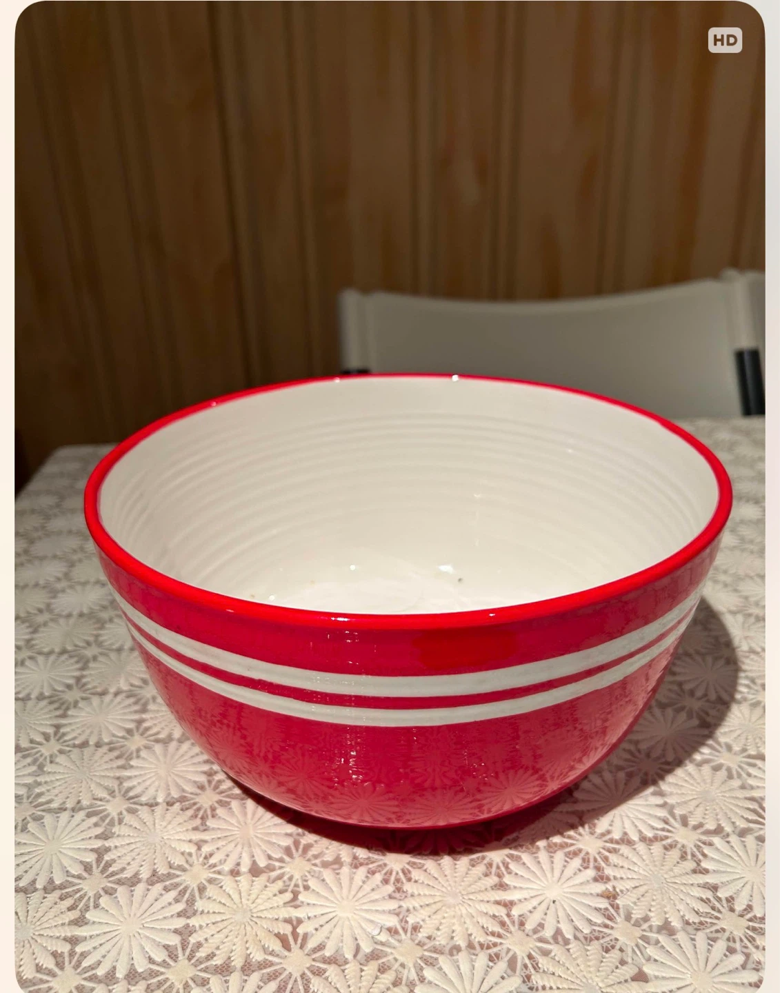 Red and White Striped Hallmark Mixing Bowl