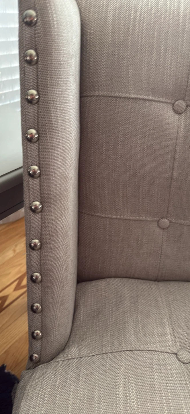 Grey Accent Chair with Stud Trim - photo 2