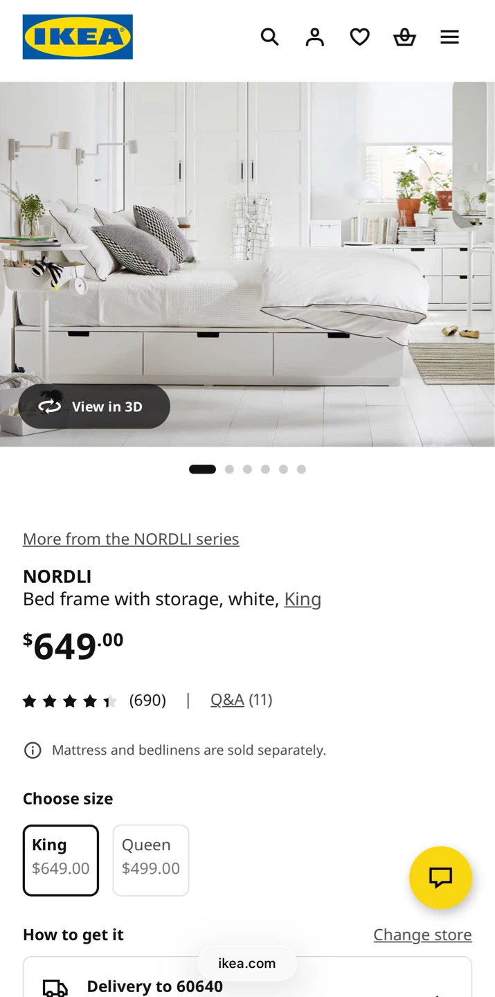 IKEA NORDLI King Bed Frame with Storage Drawers - photo 5