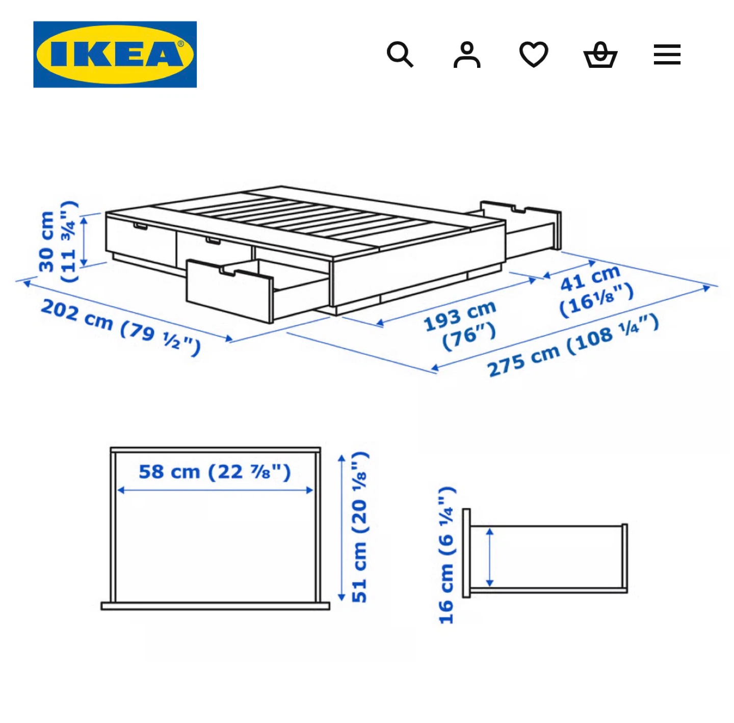 IKEA NORDLI King Bed Frame with Storage Drawers - photo 4