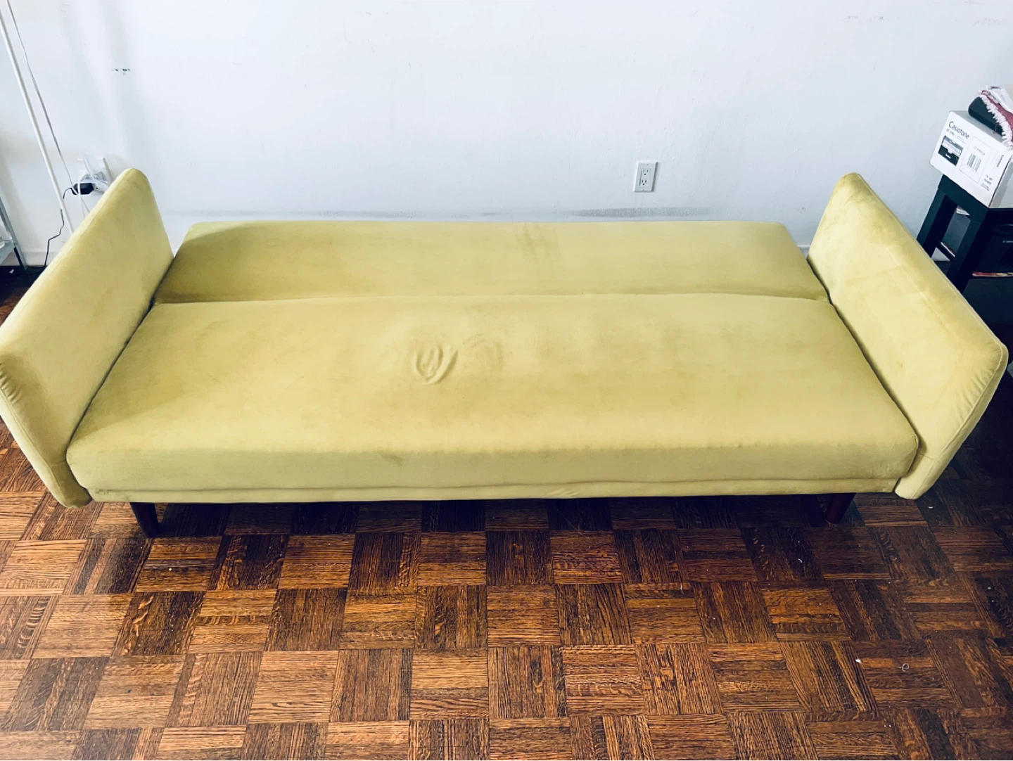 Pstachio Green Velvet Sofa Bed - photo 4
