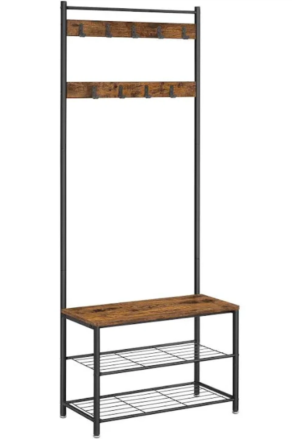 Hall Tree with Storage Bench and Shoe Racks