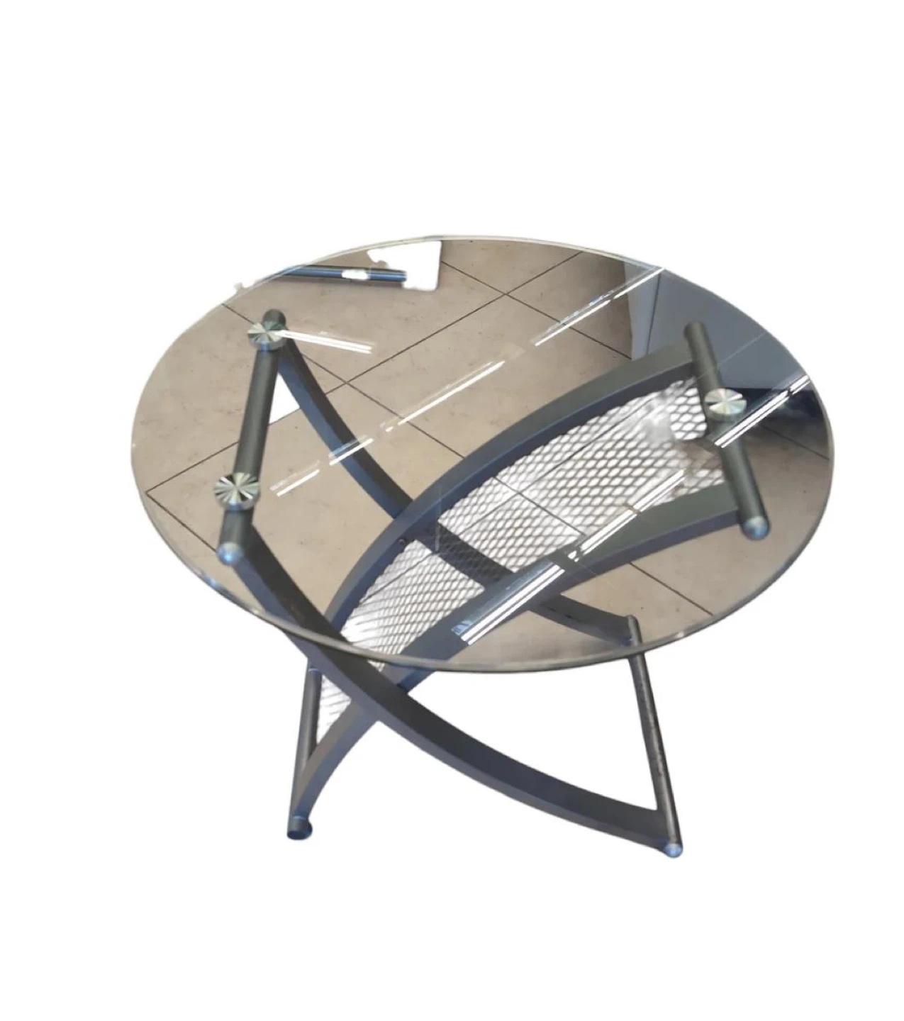 Glass Top Coffee Table with Metal Frame