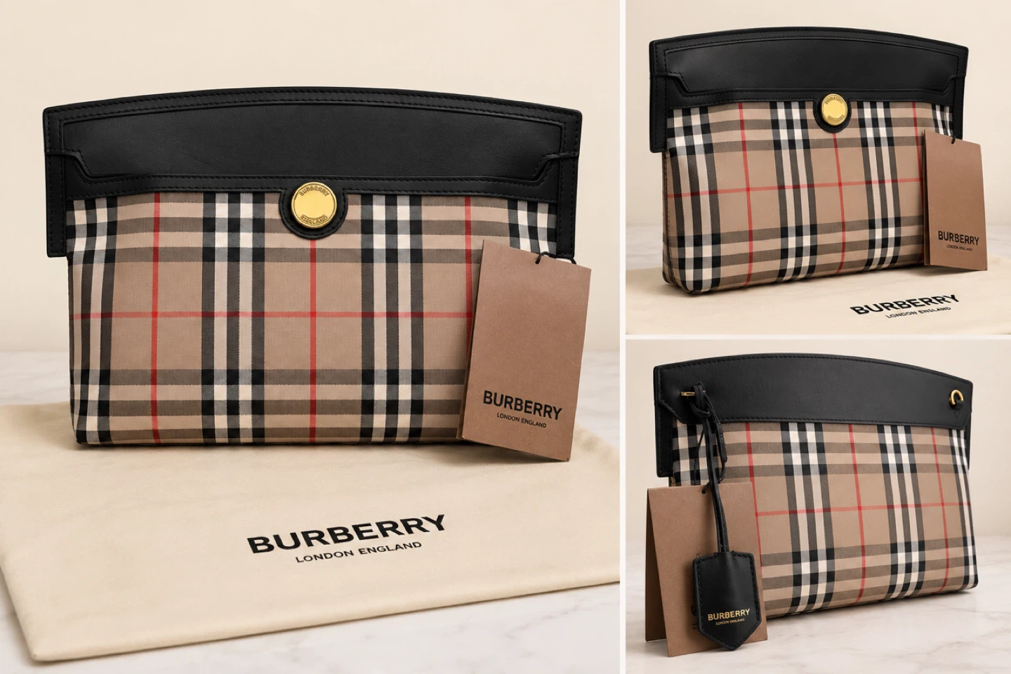 Burberry All Society Clutch in Archive Beige