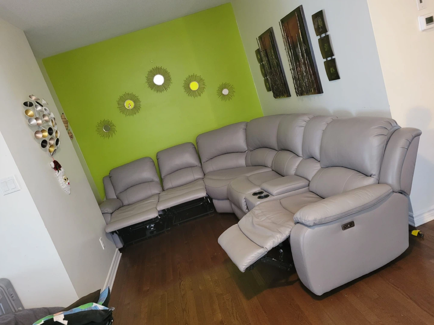 Grey Sectional Reclining Sofa
