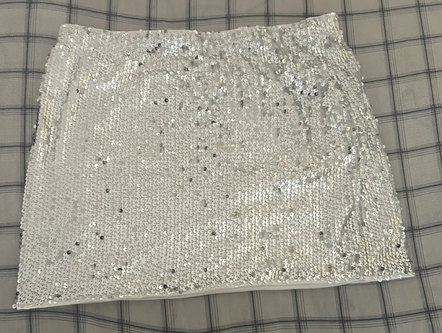 Sparkly Silver Sequin Mini Skirt