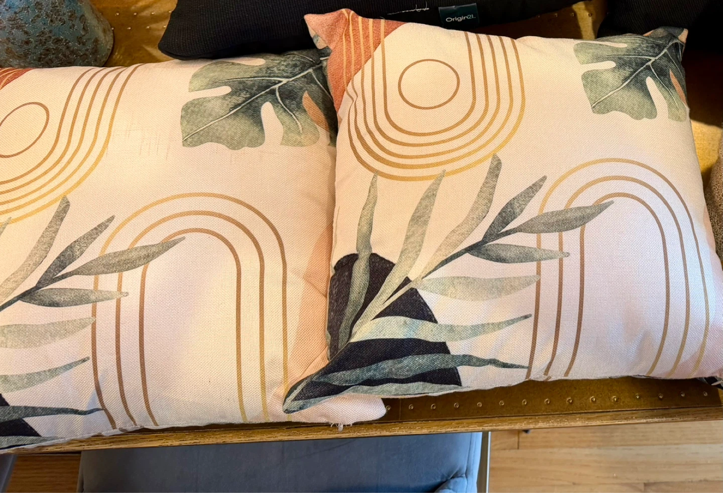 Decorative Throw Pillows Set of 2 - Boho Tropical Leaf Design - photo 2
