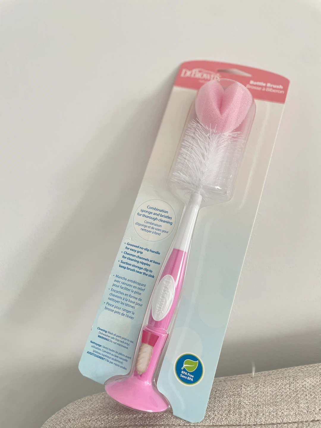 Dr. Brown's Bottle Brush with Pink Heart Sponge