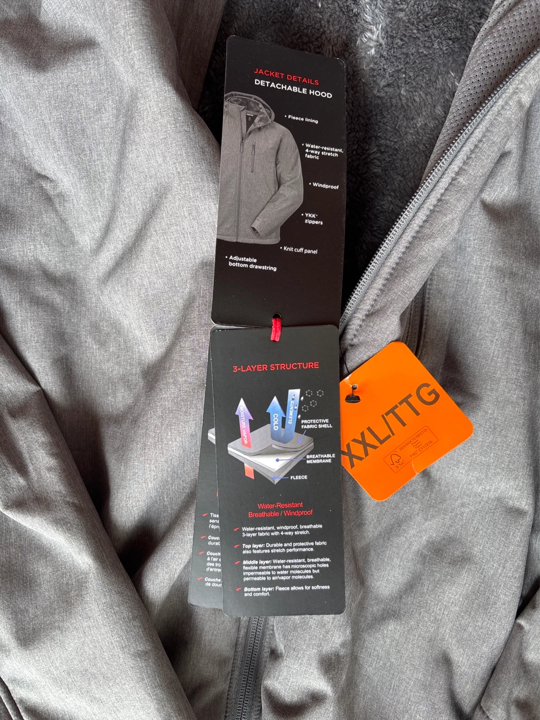 Men’s Kirkland Signature Fleece Lined Jacket XXL - photo 2