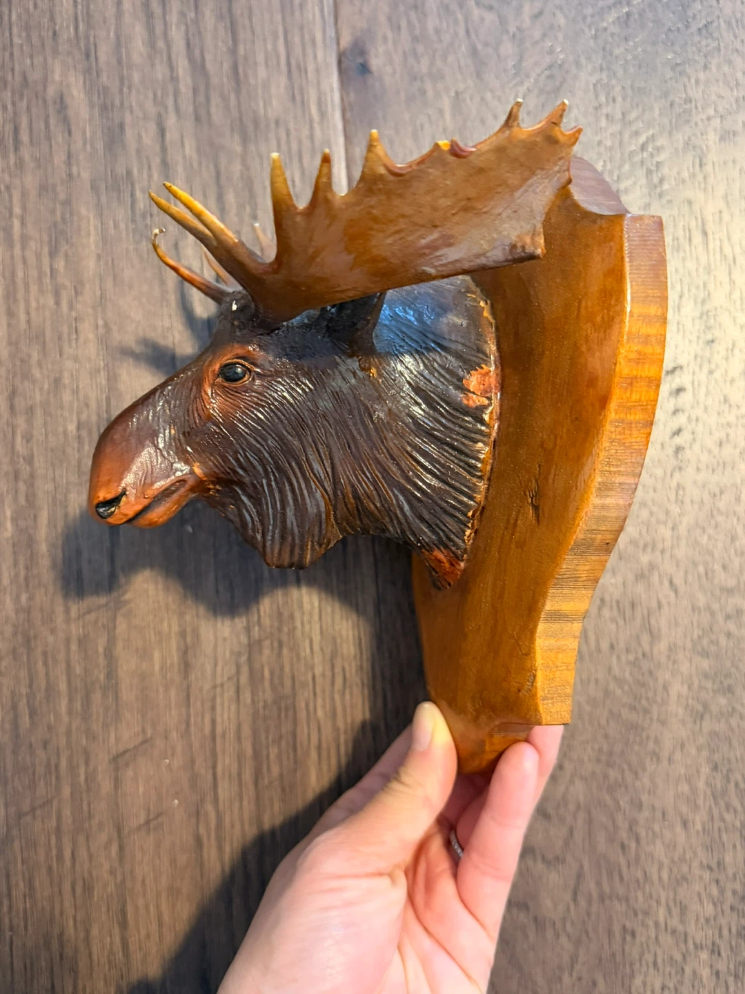 $10 for both!! Large Wooden Clock & Wooden Moose Head Wall Mount - photo 3